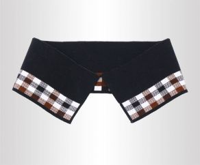 双面黑色带格子18针双丝光棉T恤衫横机领